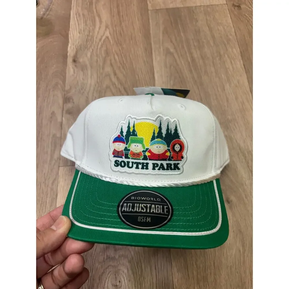 NWT Bioworld South Park Characters Retro Snapback Hat White Green Cap